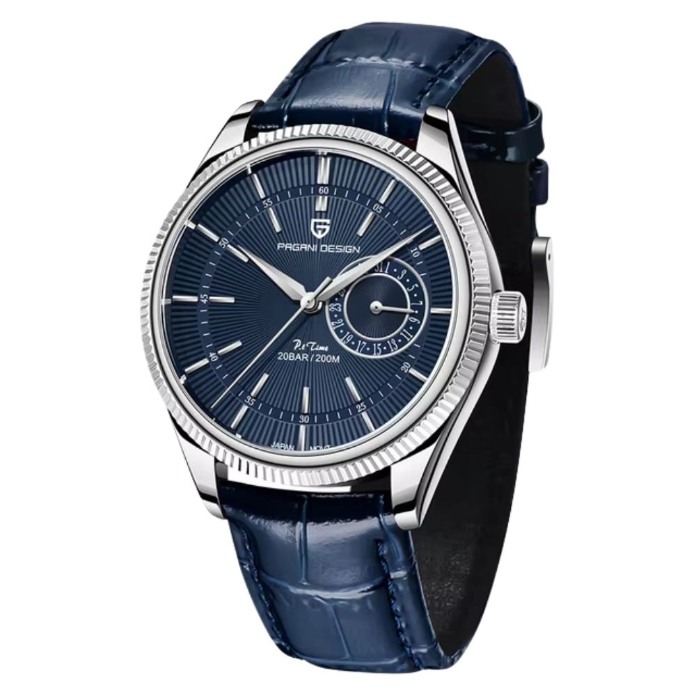 Klassische Luxus-Quarzuhr mit Lederarmband 40 mm PD-1689