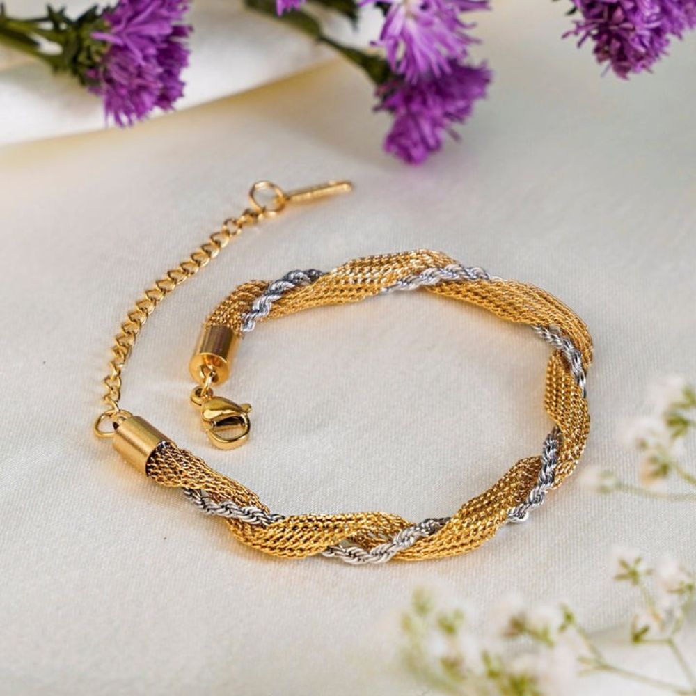 Minimalistisches Edelstahlarmband 18 Karat vergoldet B709