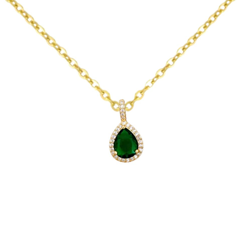 Elegantes Wassertropfen-Grün-Strass-Schmuckset N2998 E6156