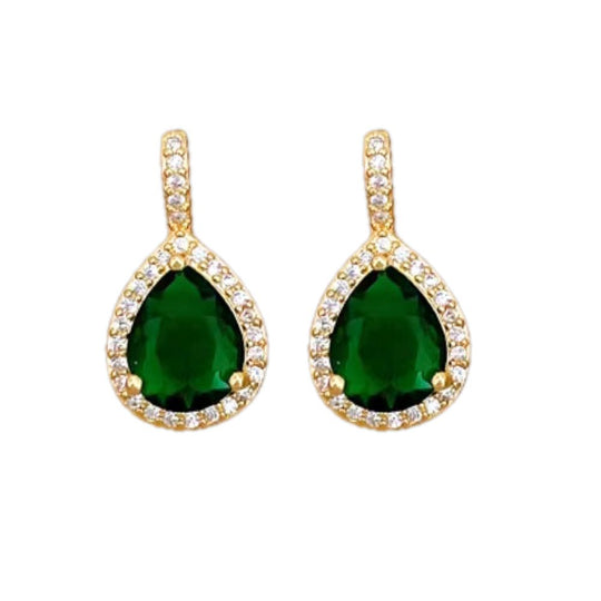 Elegantes Wassertropfen-Grün-Strass-Schmuckset N2998 E6156