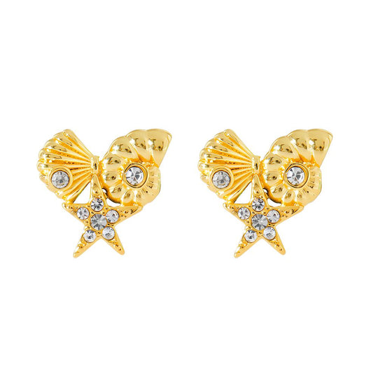 Classic Elegant Gold Zircon Stud Earrings E314