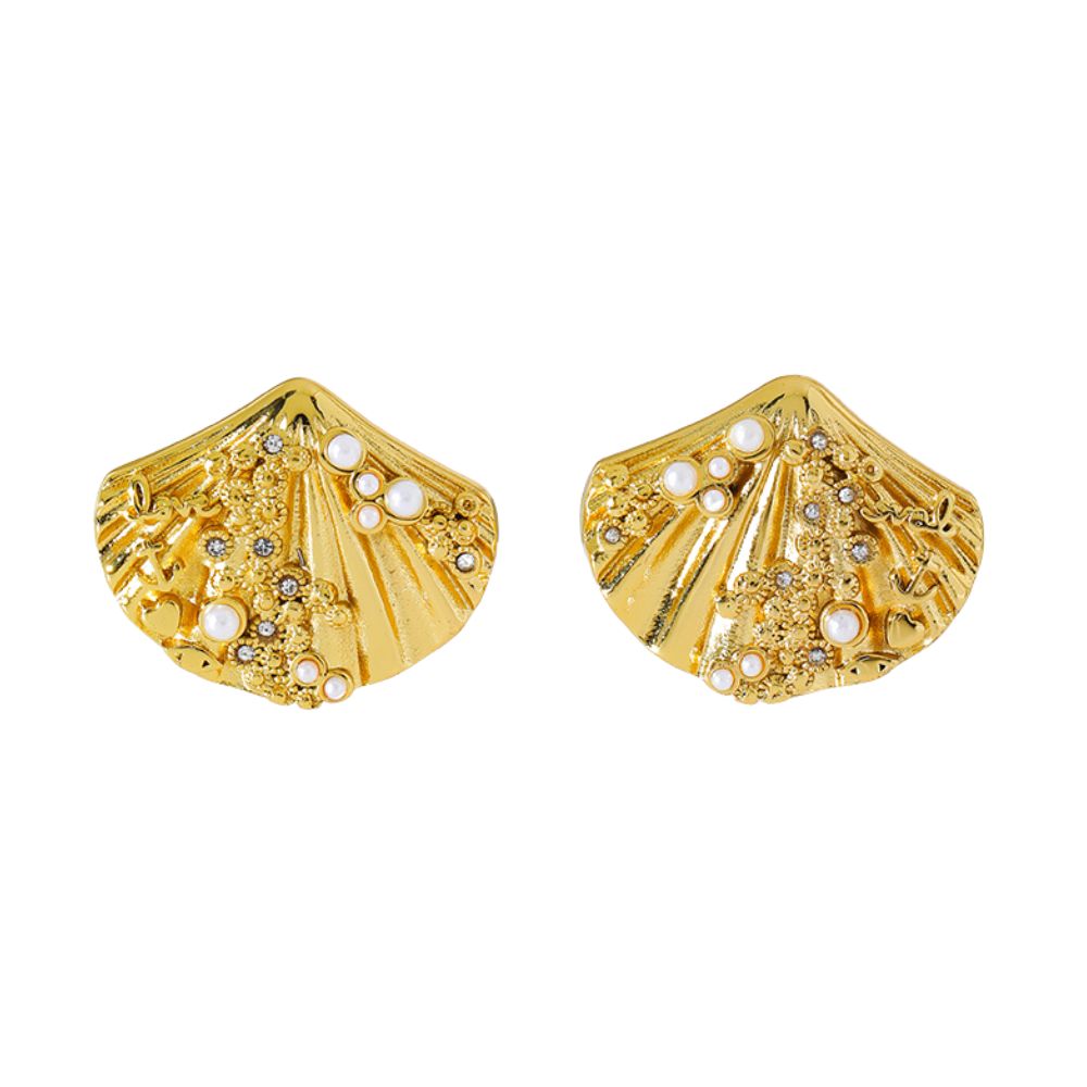 Classic Elegant Gold Zircon Stud Earrings E314