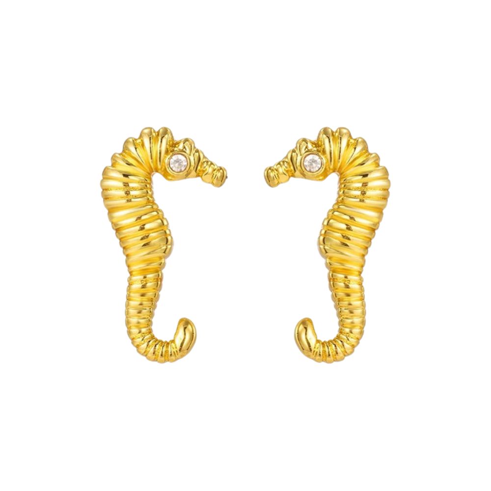 Classic Elegant Gold Zircon Stud Earrings E314