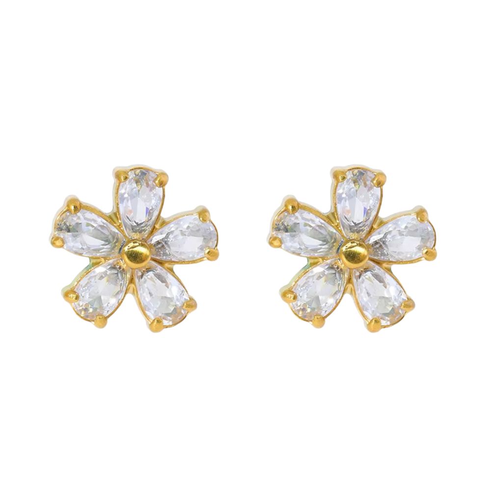 Minimalist Flower Zircon Stud Earrings E344