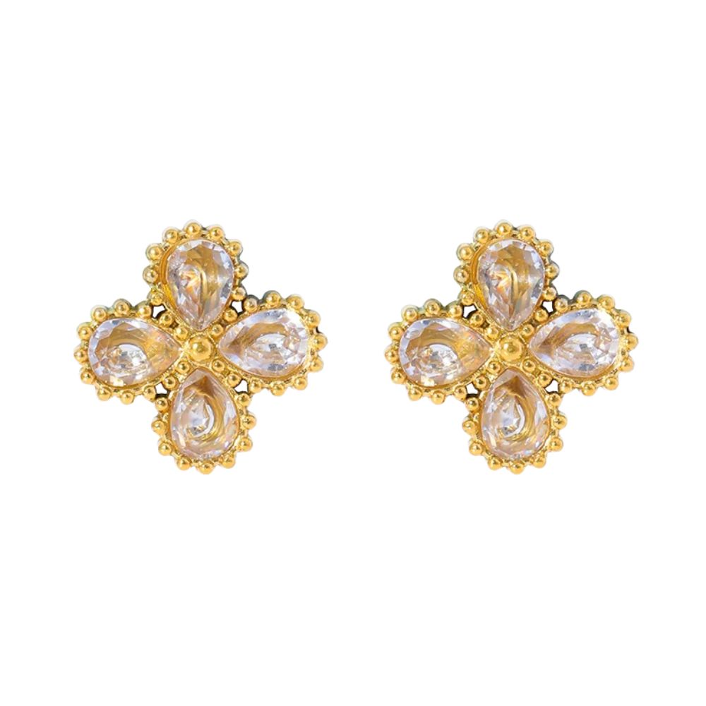 Minimalist Flower Zircon Stud Earrings E344