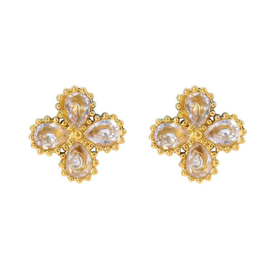 Minimalist Flower Zircon Stud Earrings E344