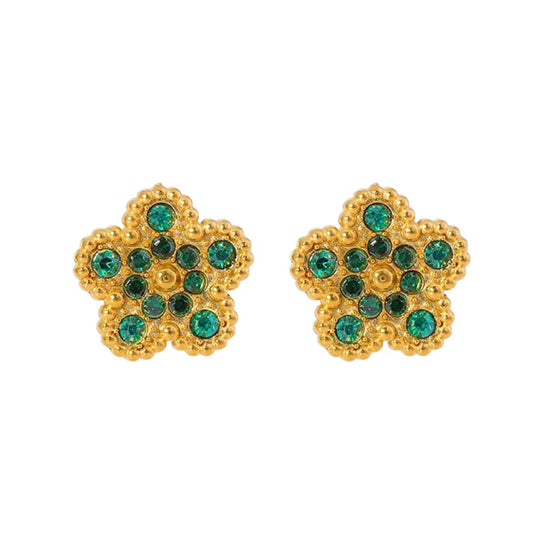 Minimalist Flower Zircon Stud Earrings E344