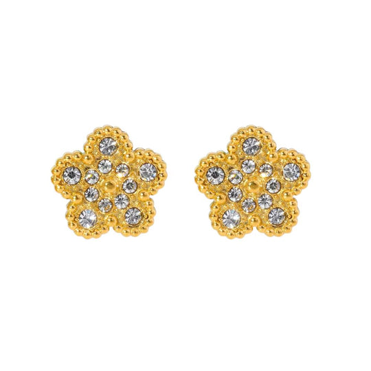 Minimalist Flower Zircon Stud Earrings E344
