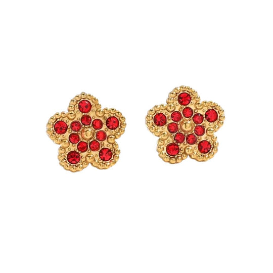 Minimalist Flower Zircon Stud Earrings E344