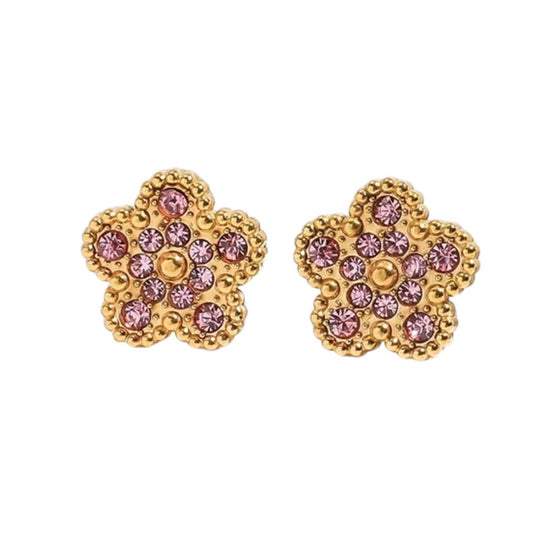 Minimalist Flower Zircon Stud Earrings E344