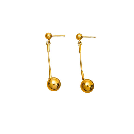 Minimalist Gold Bead Dangle Drop Earrings E160