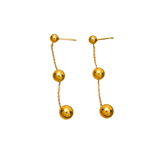 Minimalist Gold Bead Dangle Drop Earrings E160