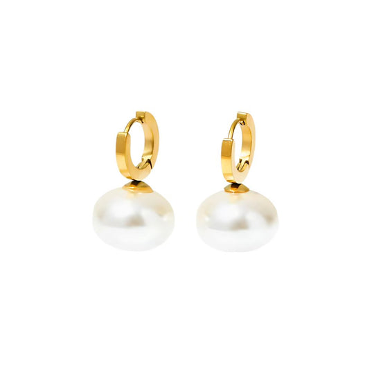 Minimalist Gold Pearl Drop  Earrings E119