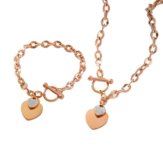 Classic Heart Pendant Toggle Clasp Jewelry Set N468 B256