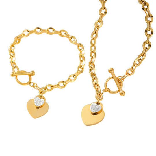 Classic Heart Pendant Toggle Clasp Jewelry Set N468 B256
