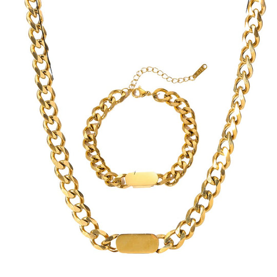 Classic Gold Plated Cuban Link  Jewelry Set N498 B289