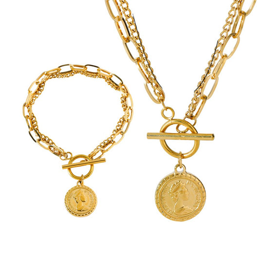 Classic Coin Pendant Jewelry Set N401 B233