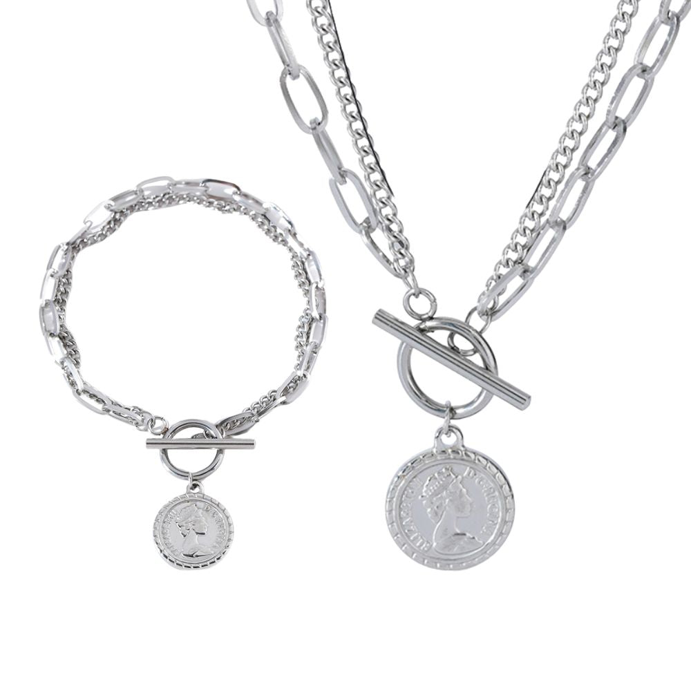 Classic Coin Pendant Jewelry Set N401 B233