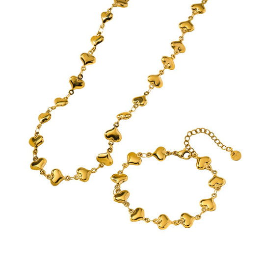 Elegant Gold Heart Chain Jewelry Set N589 B338
