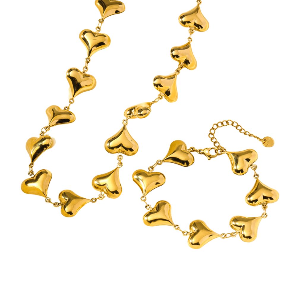 Elegant Gold Heart Chain Jewelry Set N589 B338