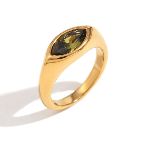 Classic 18k Gold Plated Horse Eye Champagne Zircon Ring R4969