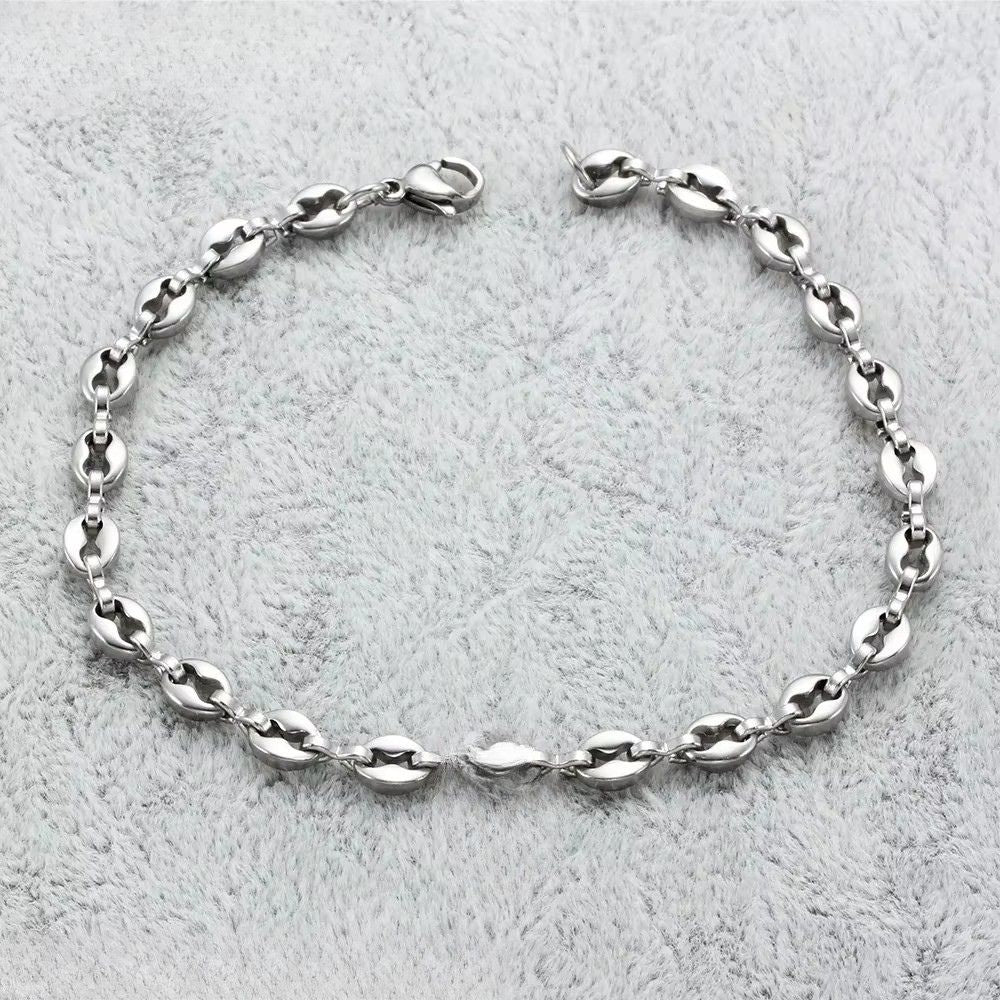 Classic Stainless Steel Coffee Bean Chain Bracelet Q0204