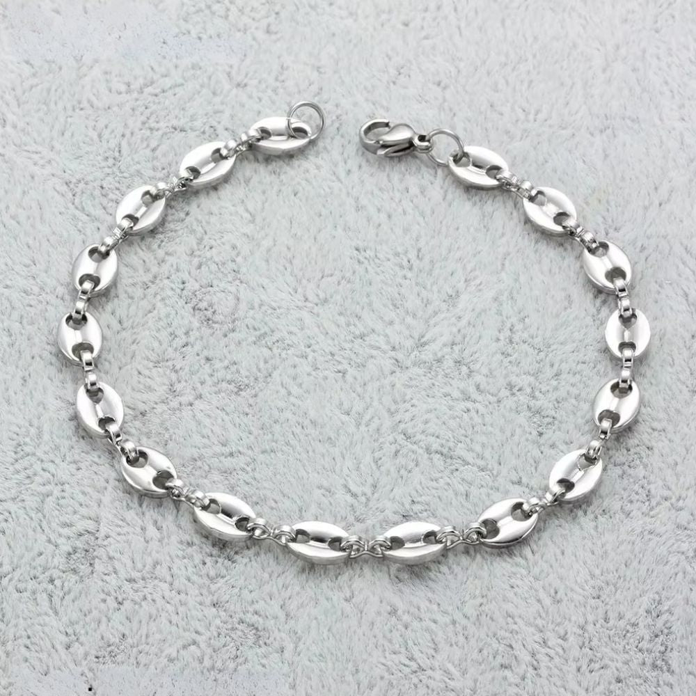 Classic Stainless Steel Coffee Bean Chain Bracelet Q0204