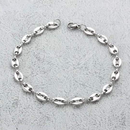 Classic Stainless Steel Coffee Bean Chain Bracelet Q0204