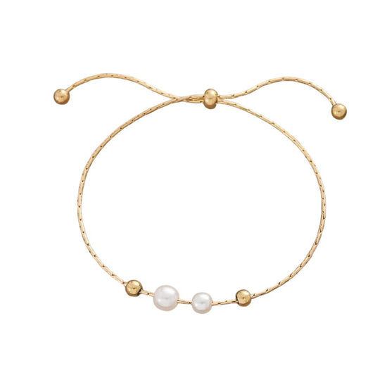 Minimalist Pearl and Gold Beaded Bracelet SAB682
